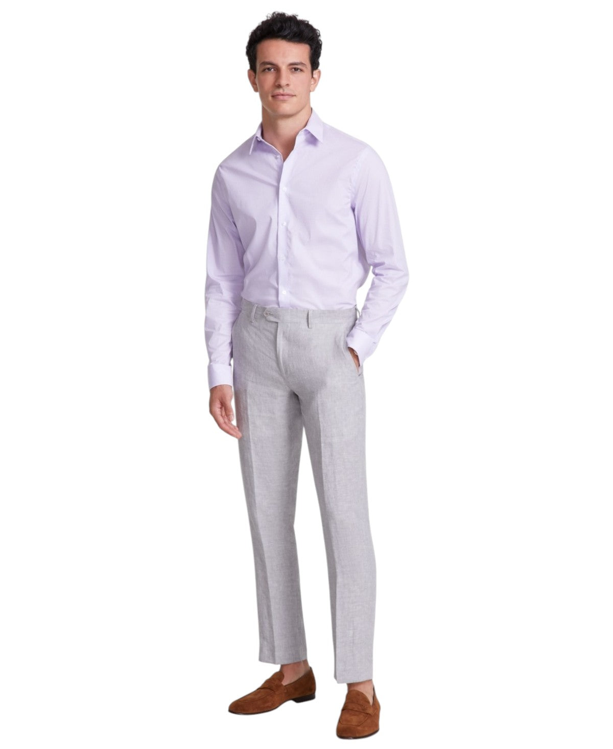 Bar Iii Mens Slim fit Dress Pants 34 / 34 Light Grey Solid Stretch