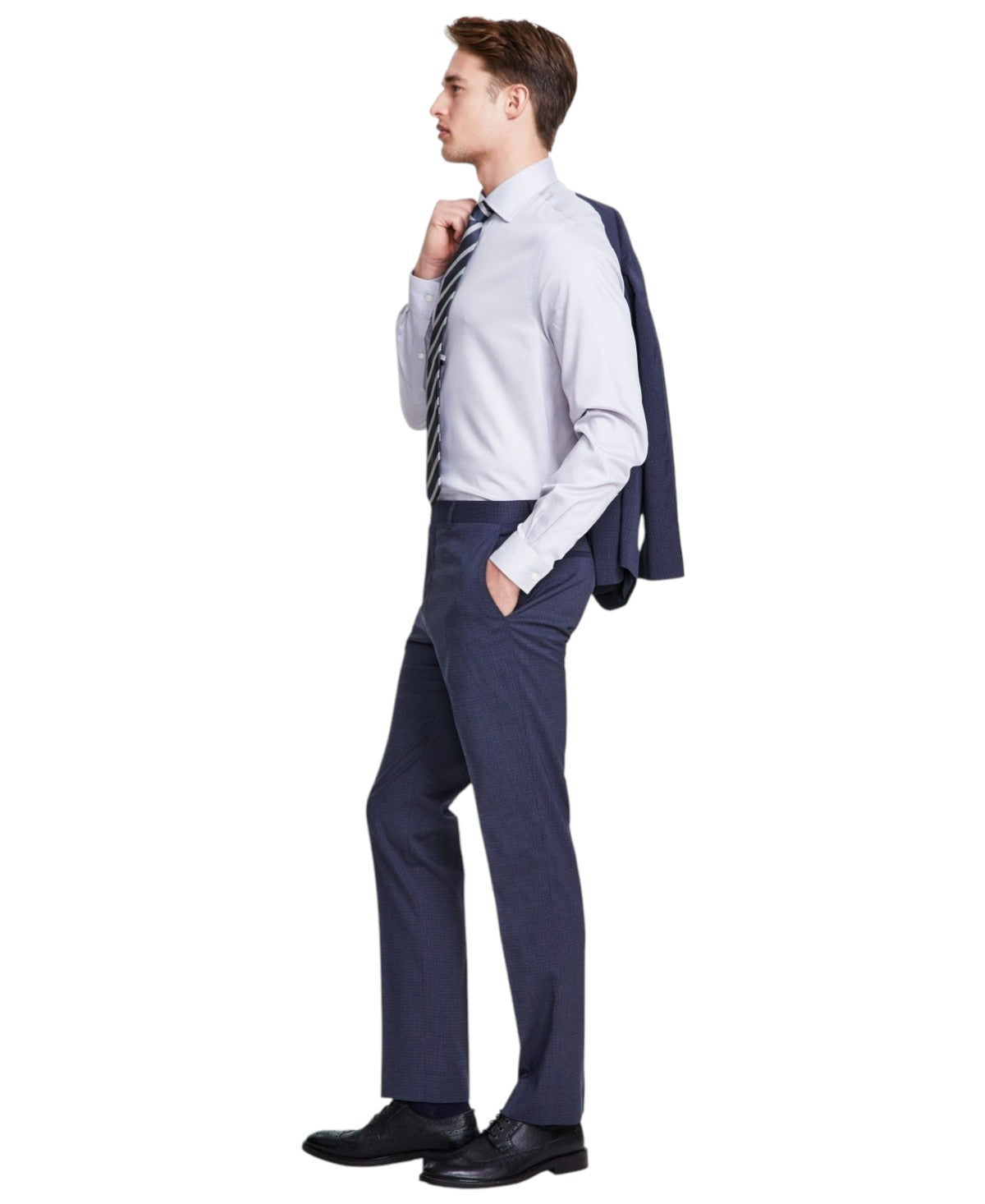Dkny Mens Modern fit Dress Pants 34 / 32 Blue Check Stretch