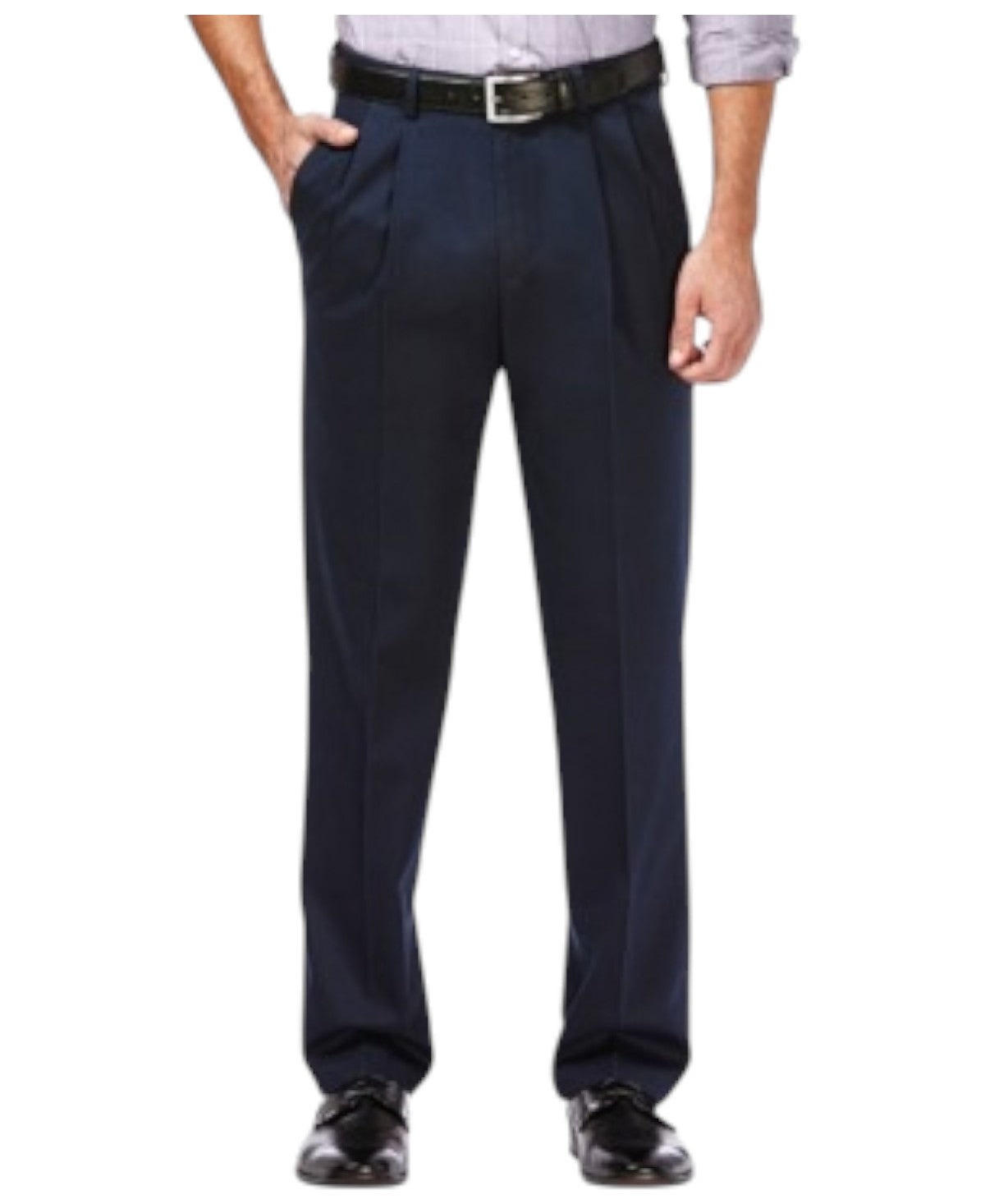 Haggar Mens Classic fit Dress Pants 38 / 29 Navy Blue Solid Stretch