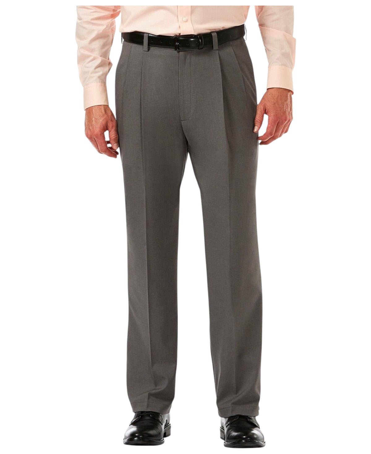 Haggar Mens Classic fit Dress Pants 44 / 29 Grey Solid Stretch