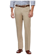 Haggar Mens Straight fit Dress Pants 36 / 30 Beige Solid Stretch