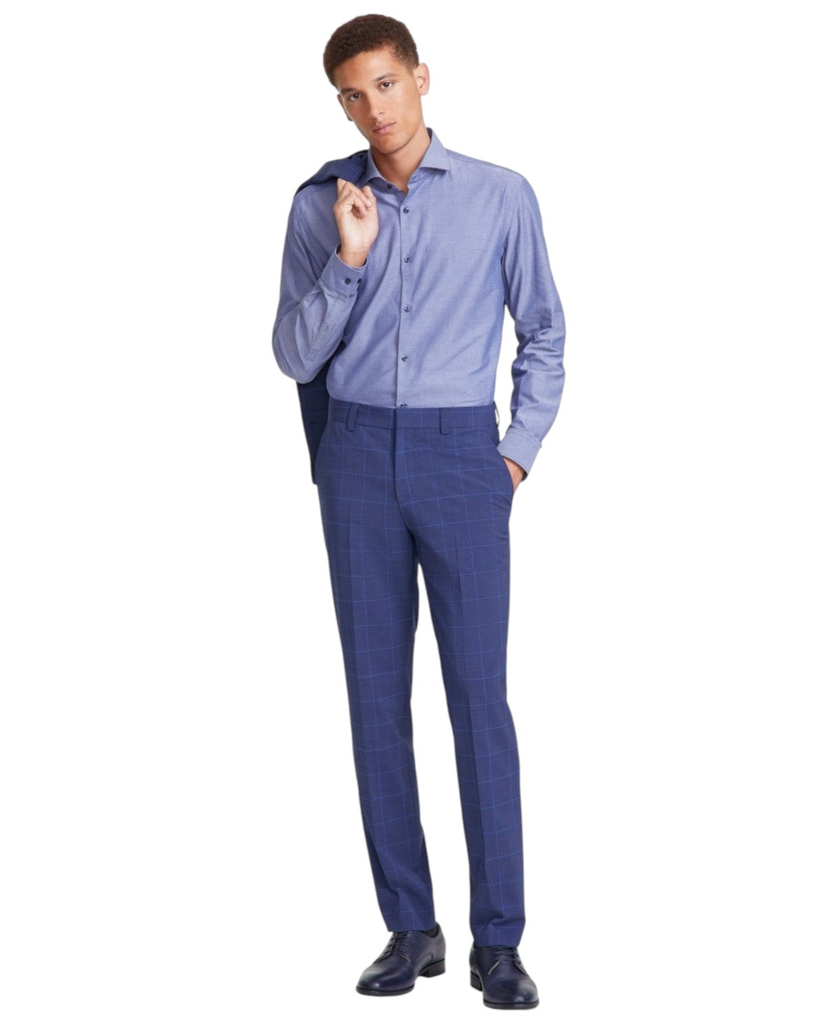 Hugo Boss Mens Modern fit Dress Pants 30 / 32 Blue Check Stretch