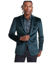 Alfani Mens Slim fit Velvet Sport Coat Blazer 42 L Green Solid Stretch
