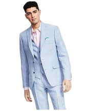 Bar Iii Mens Slim fit Sport Coat Blazer 40 L Light Blue Solid Stretch Linen