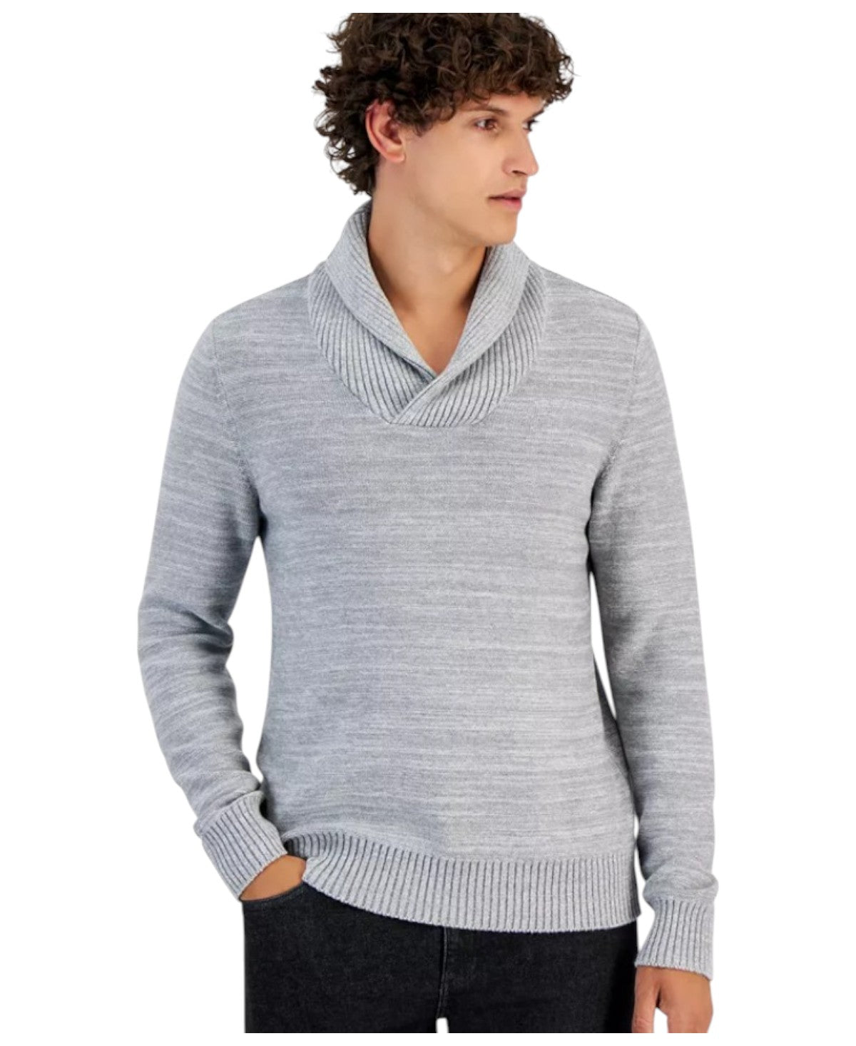 Sun + Stone Mens Classic fit Long Sleeve Shawl Collar Sweater XXL Grey Solid
