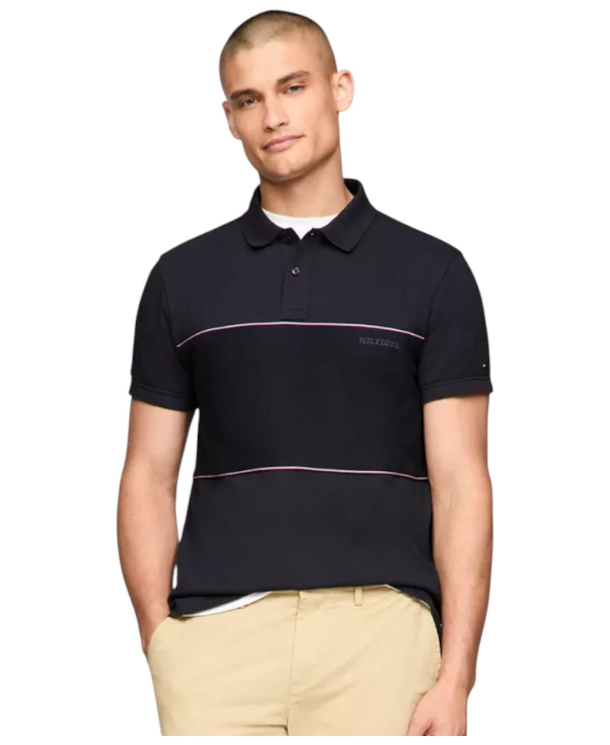 Tommy Hilfiger Mens Regular fit Short Sleeve Polo Shirt Medium Dark  Blue