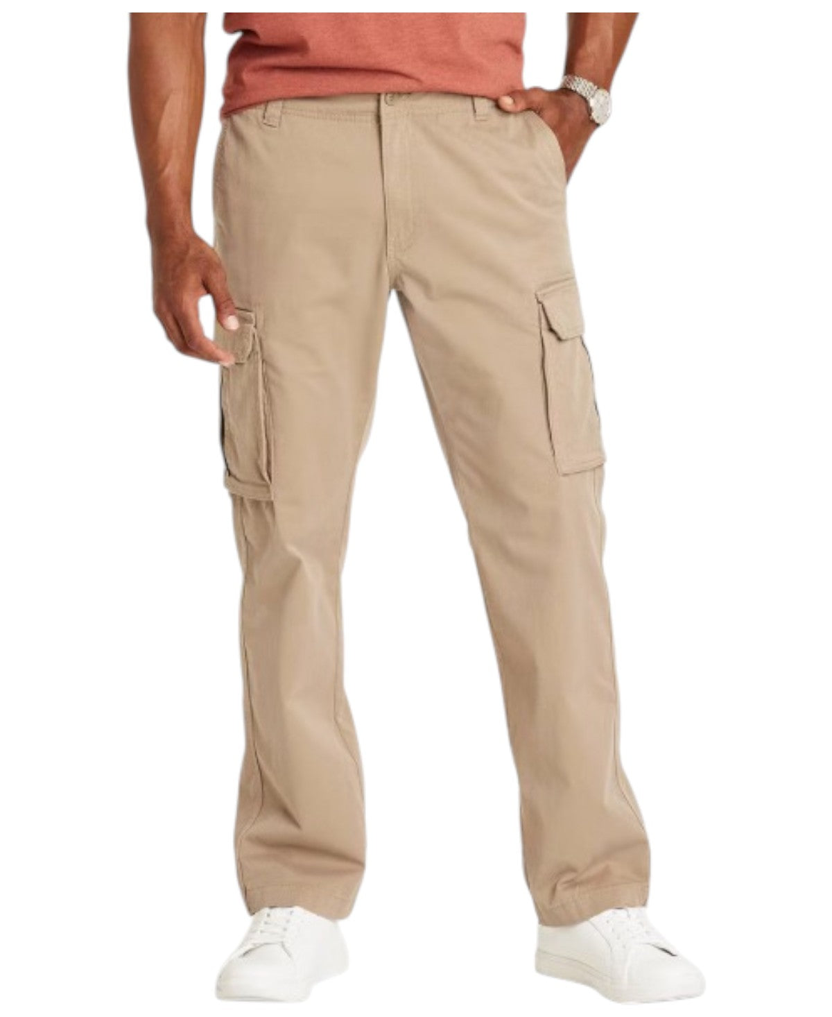 Jump Start Mens Straight fit Cargo Pants 36 / 31 Beige Solid