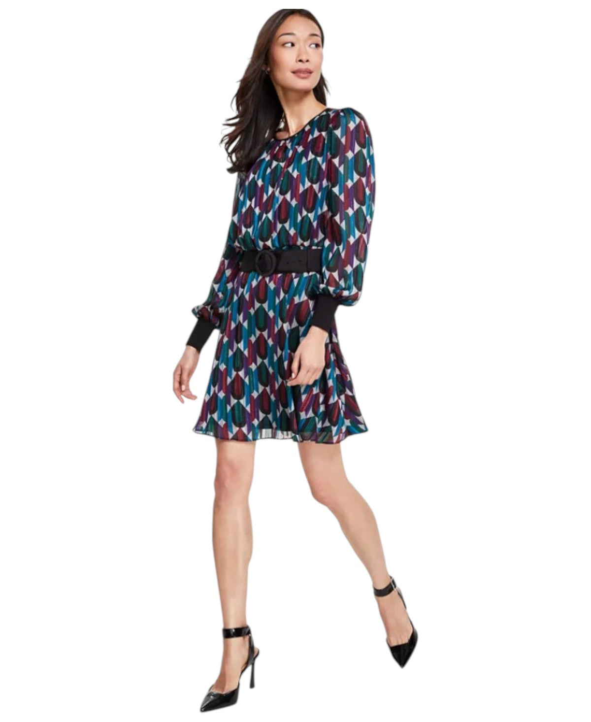 KARL LAGERFELD PARIS Women's Geo-Print A-Line Dress 4 Multicolor
