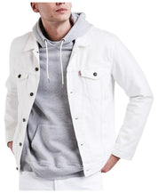 Levis Mens Regular Fit Button Up Trucker Coat Large White Solid