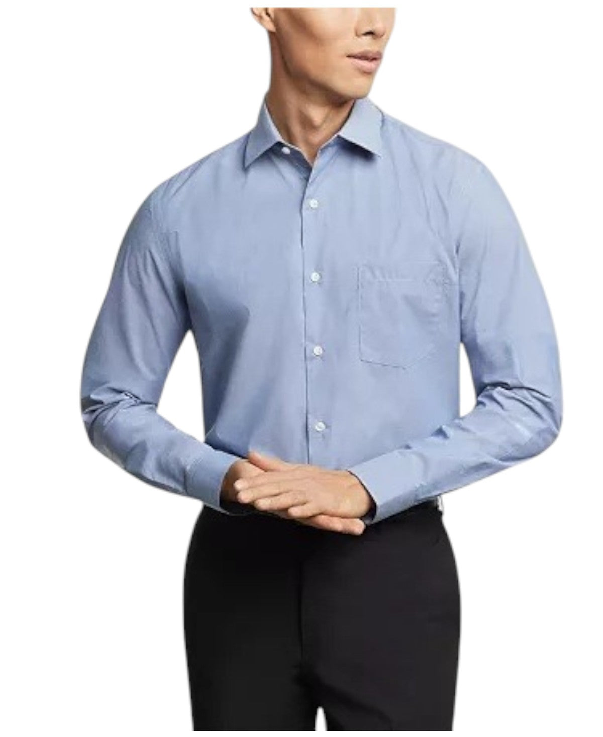 Van Heusen Men's Stain Shield Regular Fit Dress Shirt Blue 17 17.5 34 35