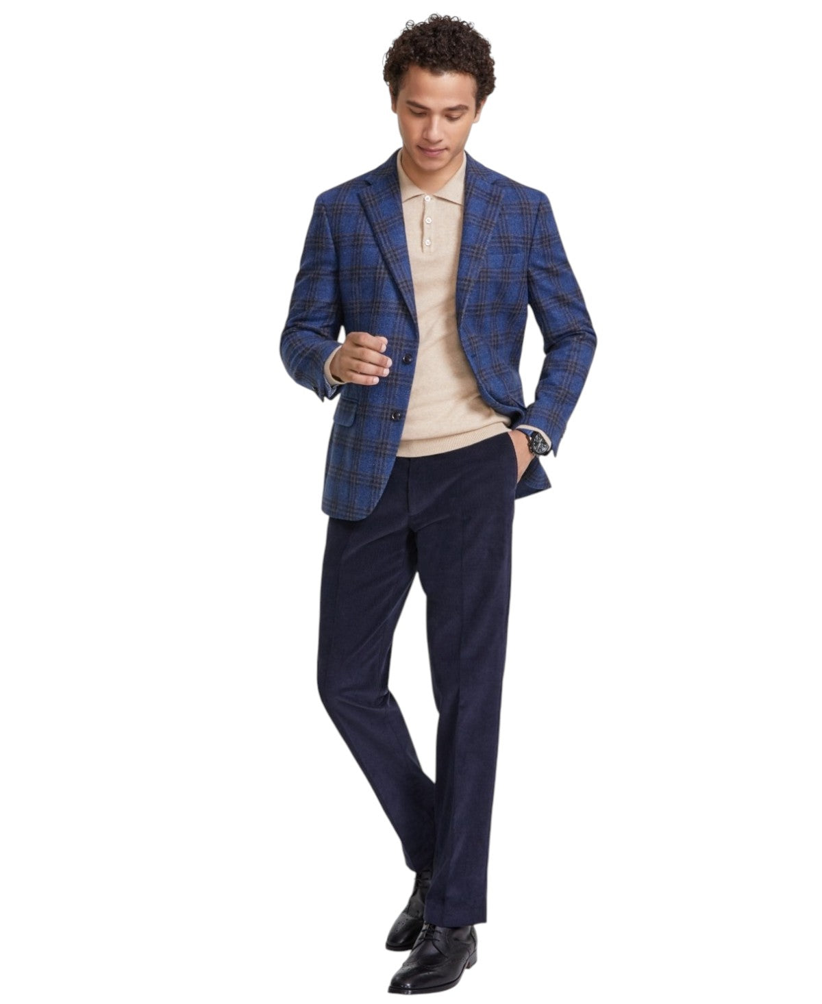 Tommy Hilfiger Mens Modern fit Sport Coat Blazer 40 R Blue Plaid Stretch
