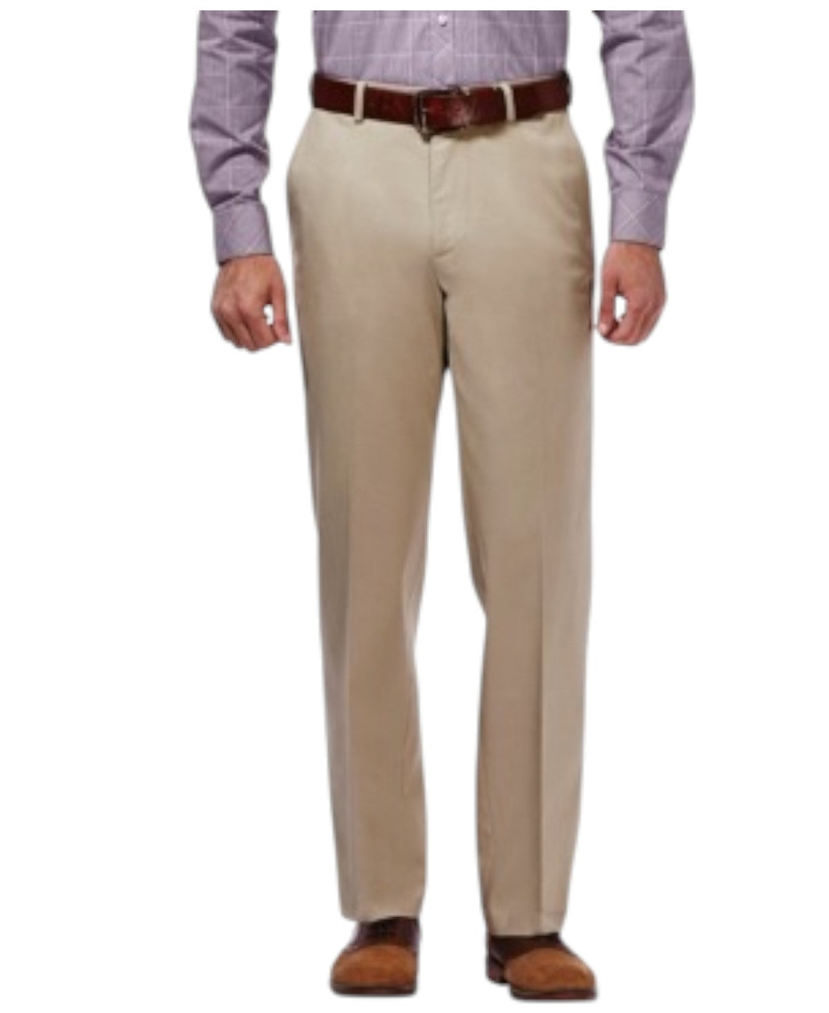 Haggar Mens Classic fit Dress Pants 34 / 29 Beige Solid Stretch
