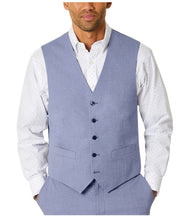Tommy Hilfiger Mens Modern fit Button-Up Suit Vest Small Blue Solid Stretch