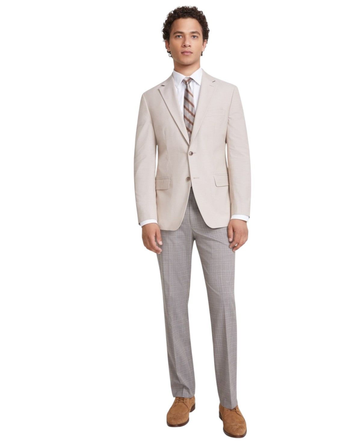 Tommy Hilfiger Mens Modern fit Sport Coat Blazer 48 R Beige Solid Stretch