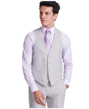 Bar Iii Mens Slim fit Button-Up Suit Vest Large Grey Solid Stretch Linen