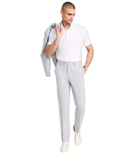 Alfani Mens Slim fit Dress Pants 32 / 34 Light Grey Plaid Stretch