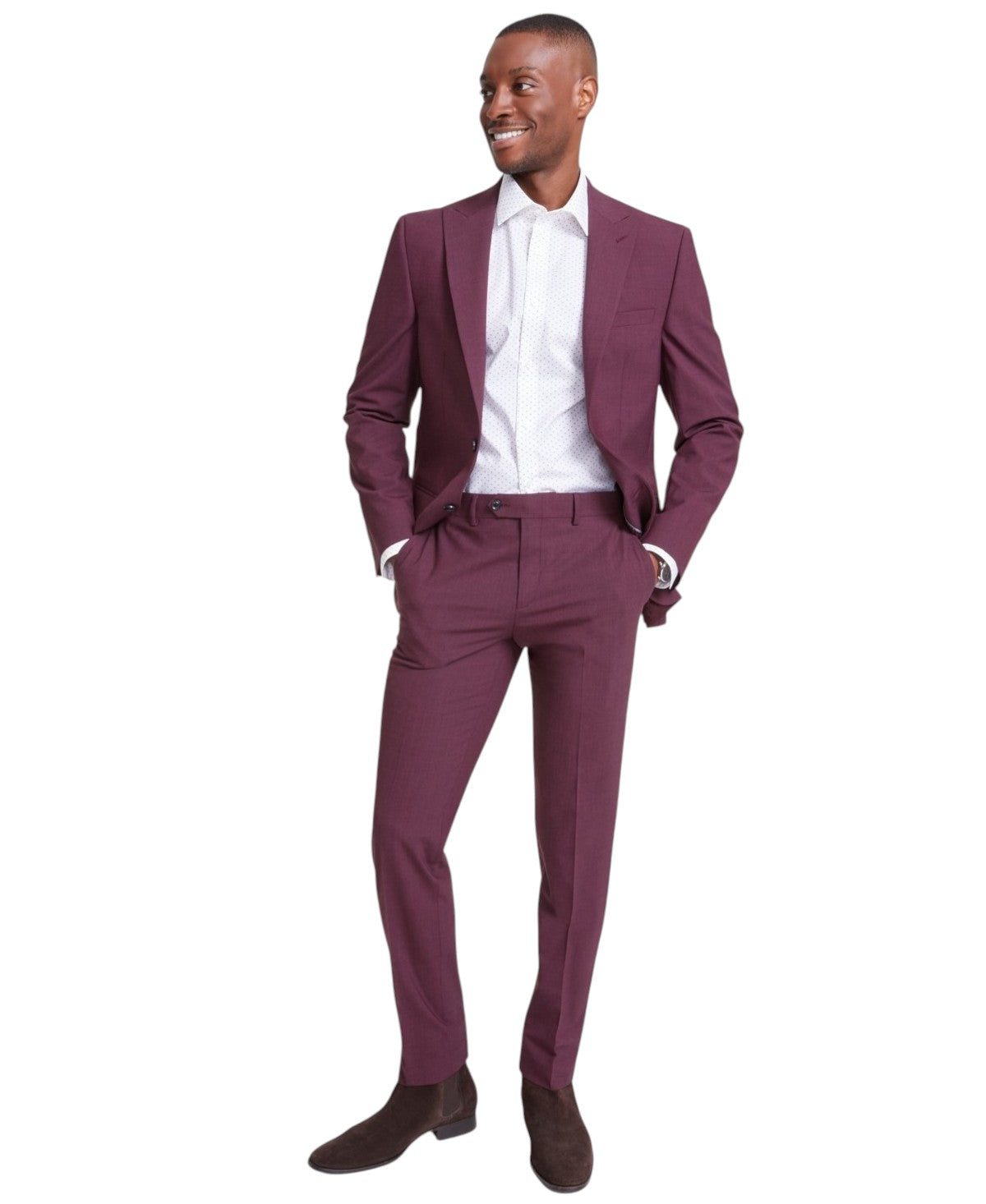 Bar Iii Mens Slim fit Dress Pants 30 / 32 Berry Red Solid Stretch