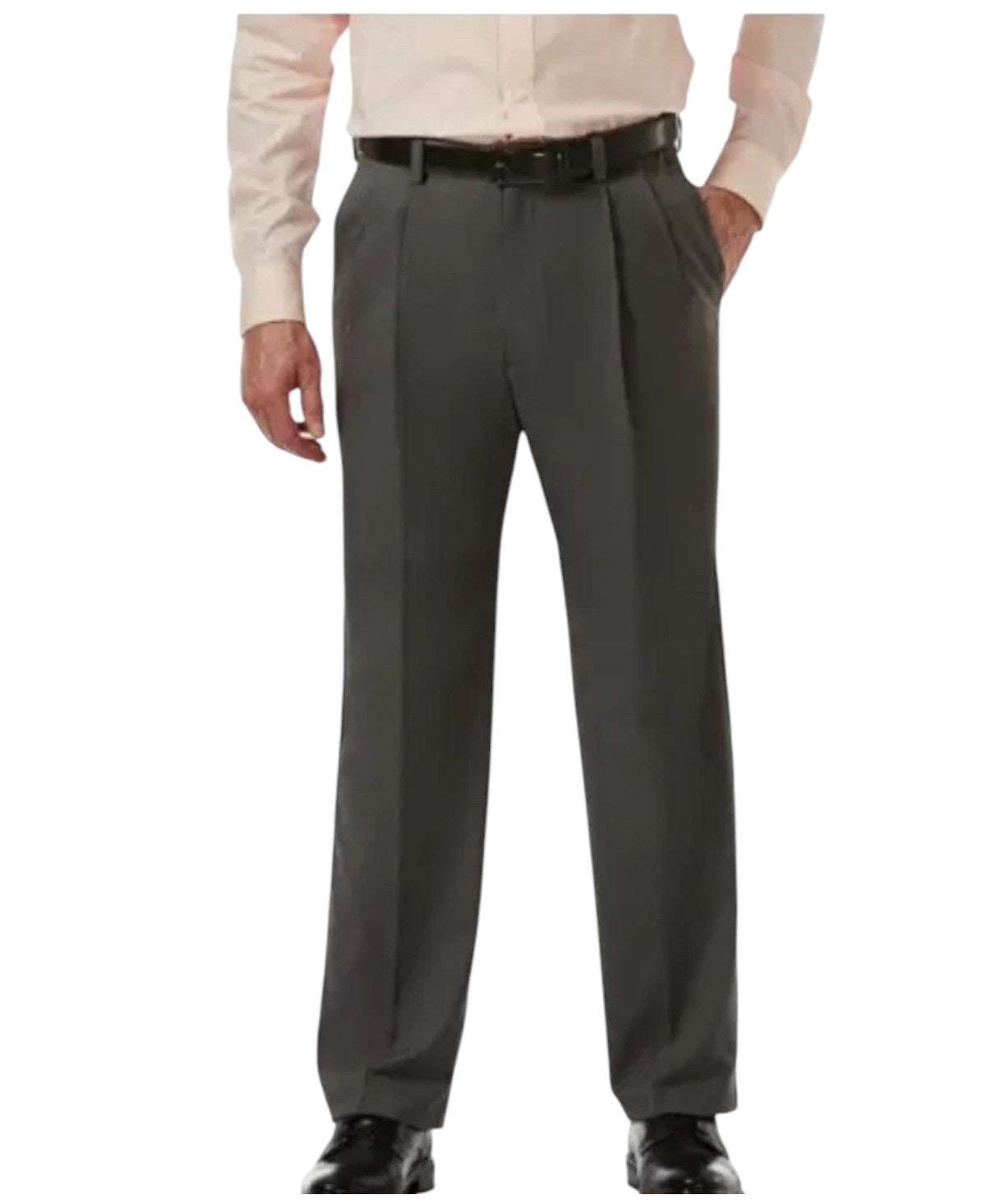Haggar Mens Classic fit Dress Pants 36 / 29 Charcoal Grey Solid Stretch