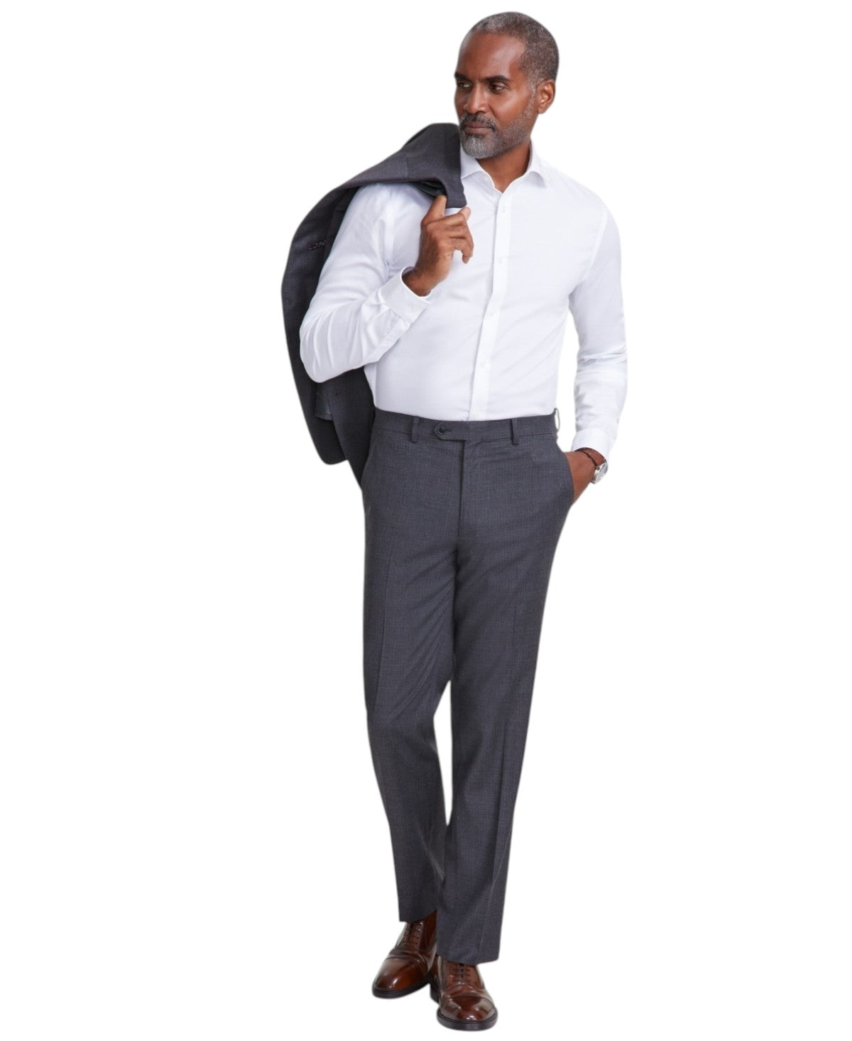 Tallia Mens Classic fit Dress Pants 42 / 30 Charcoal Grey Solid Stretch