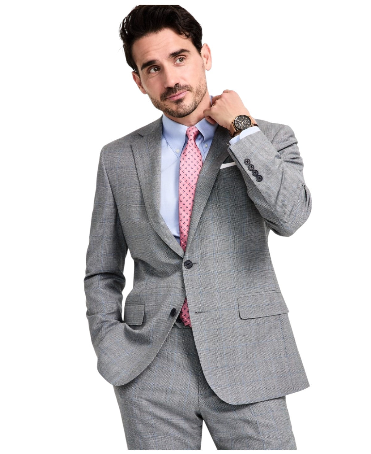 Brooks Brothers Mens Classic fit Suit Jacket Blazer 42 R Grey Plaid Stretch Wool