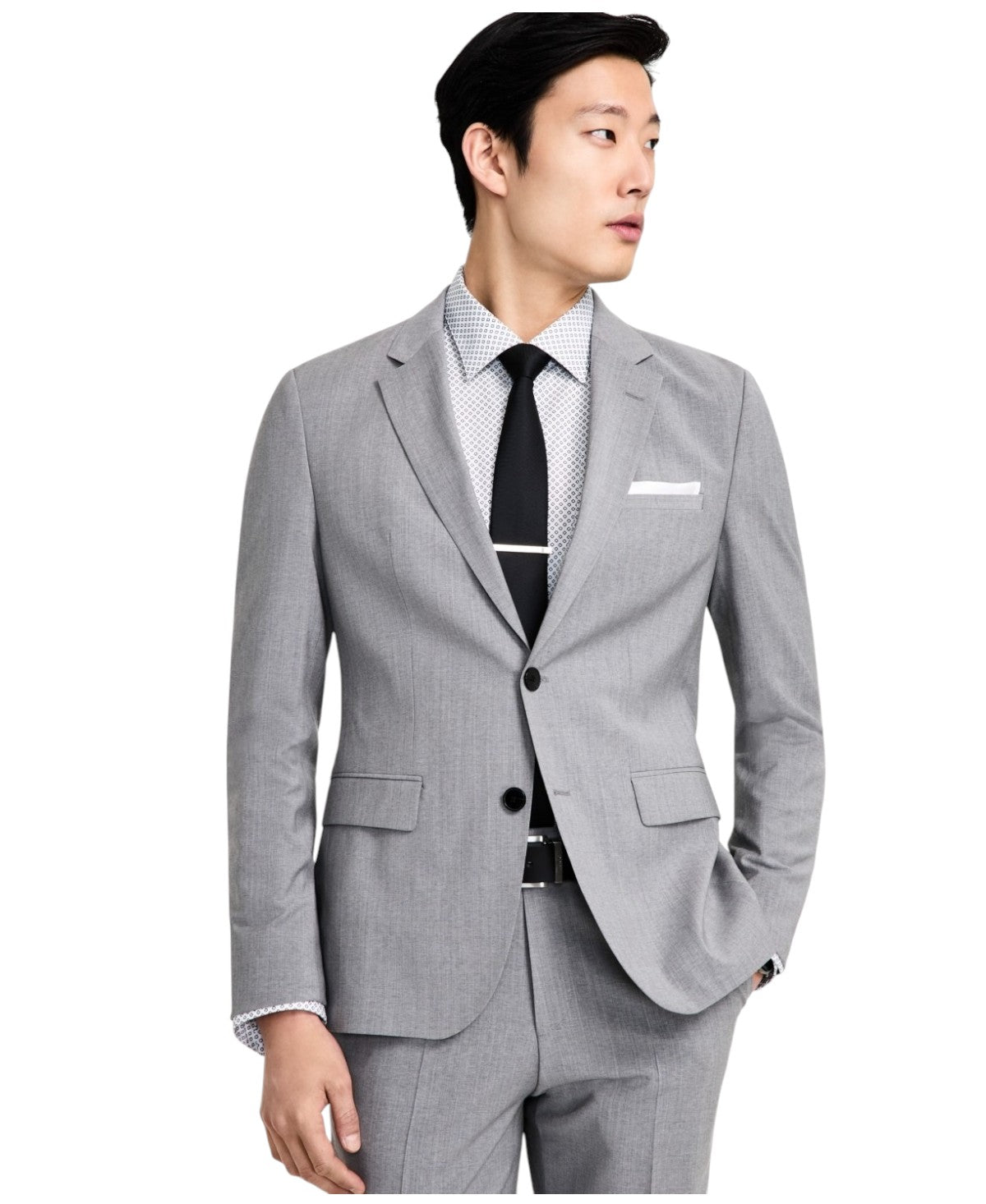 Hugo Boss Mens Modern fit Suit Jacket Blazer 42 S Light Grey Solid Stretch