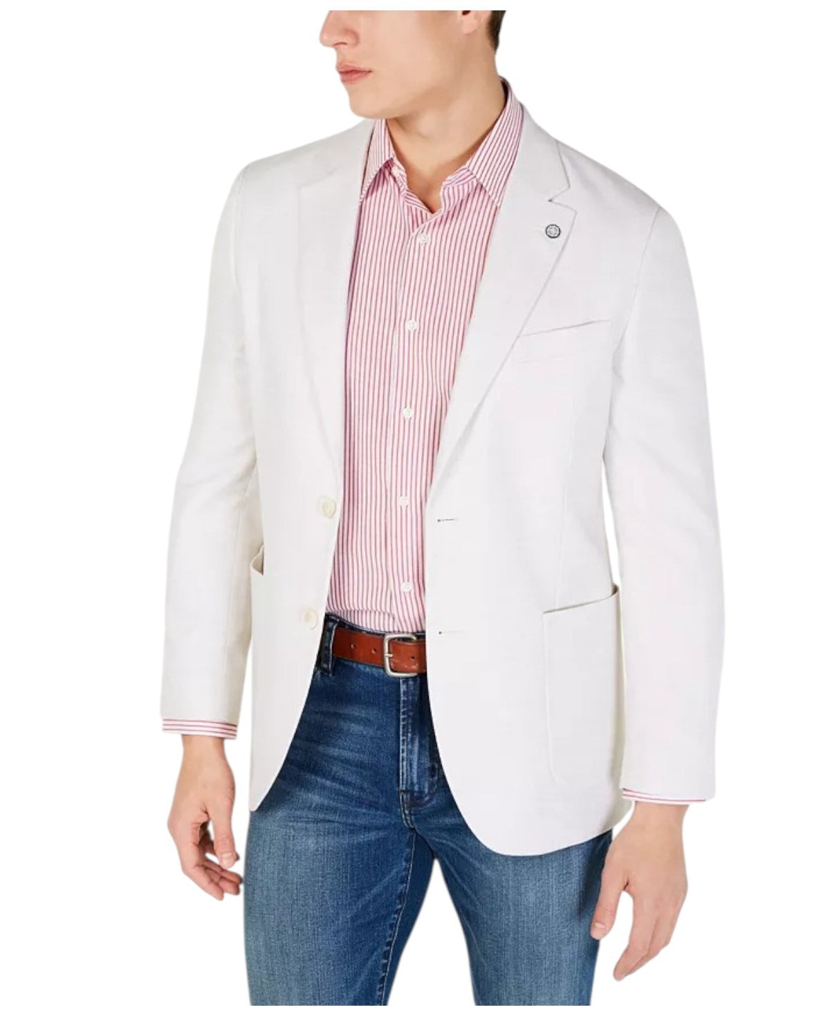 Nautica Mens Modern fit Sport Coat Blazer 38 R White Solid Stretch