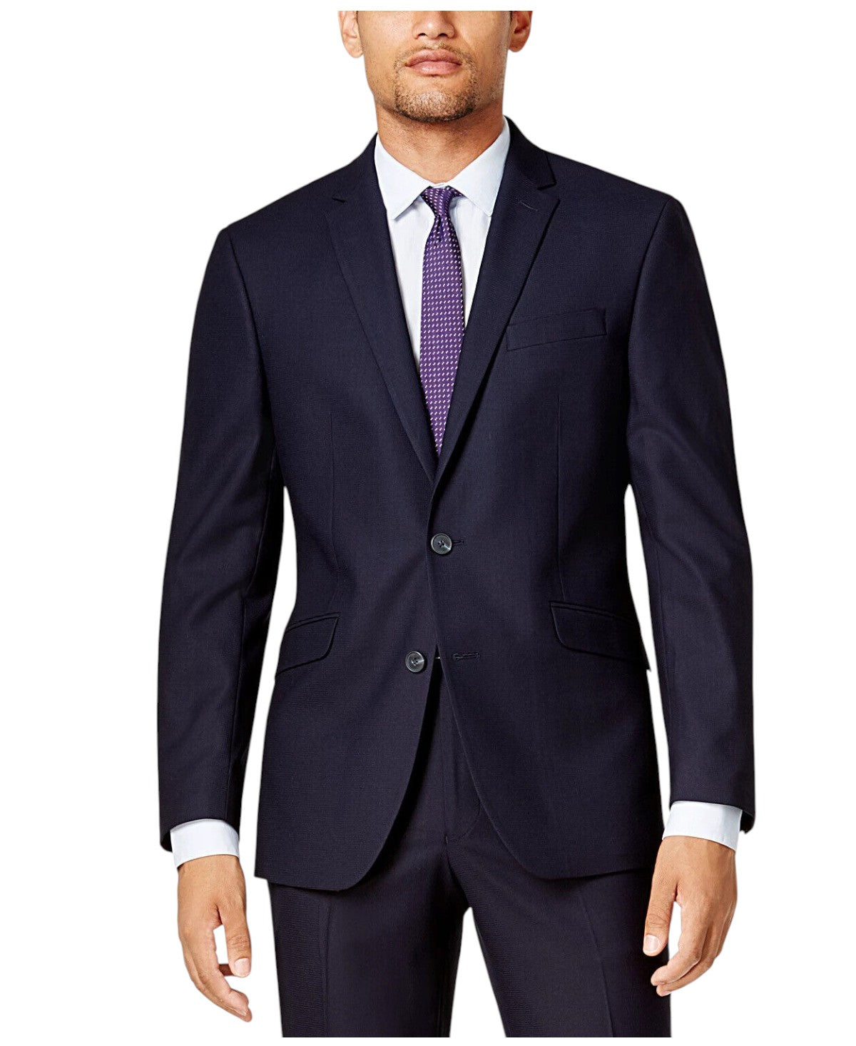 Kenneth Cole Mens Slim fit Suit Jacket Blazer 40 L Navy Blue Solid Stretch