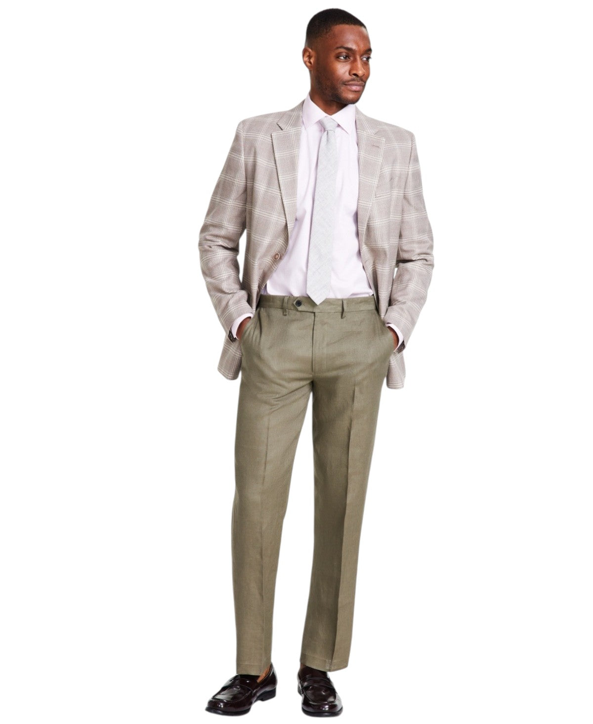 Nautica Mens Modern fit Dress Pants 33 / 30 Green Solid Stretch Linen