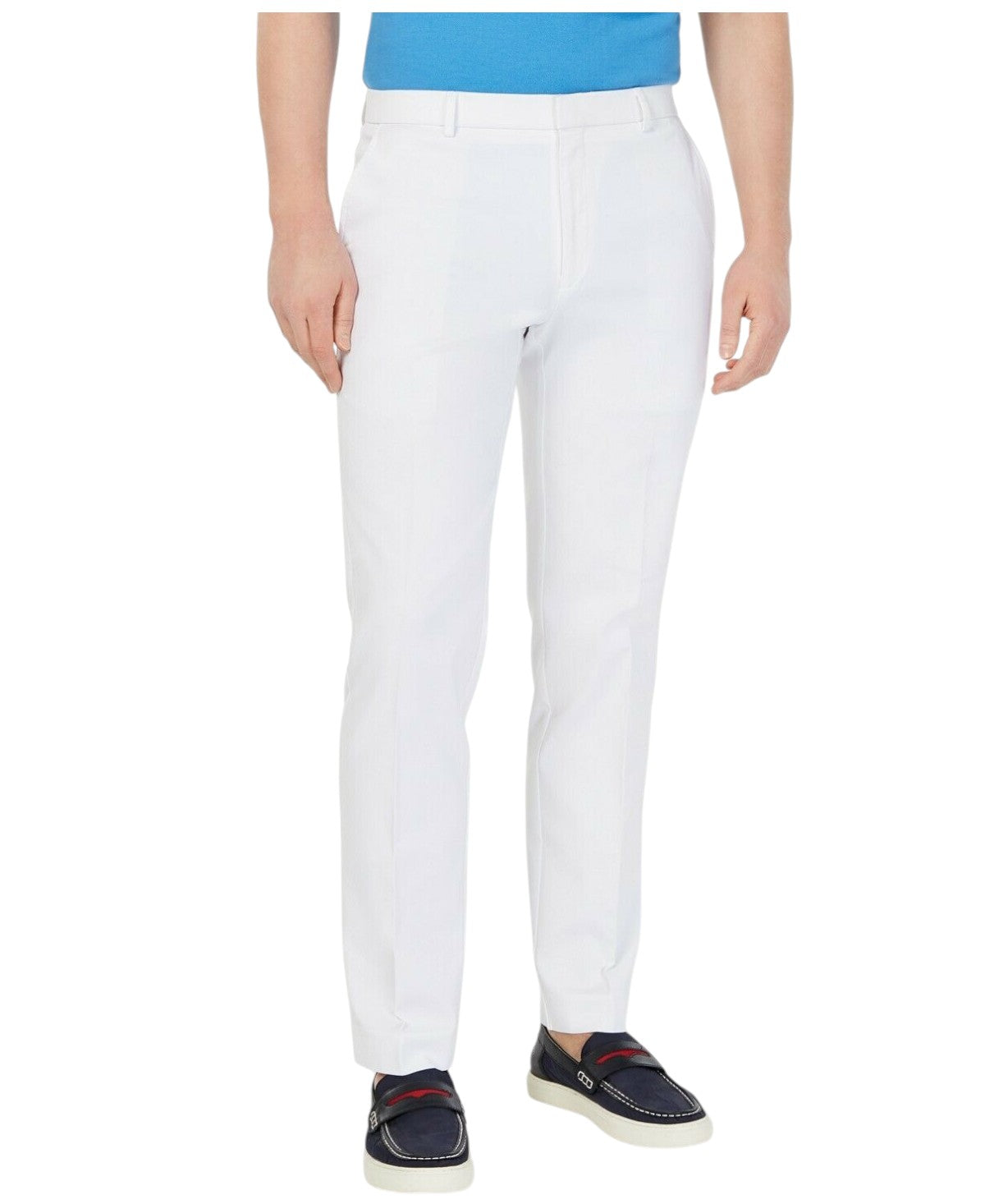 Tommy Hilfiger Mens Modern fit Dress Pants 36 / 34 White Solid Stretch