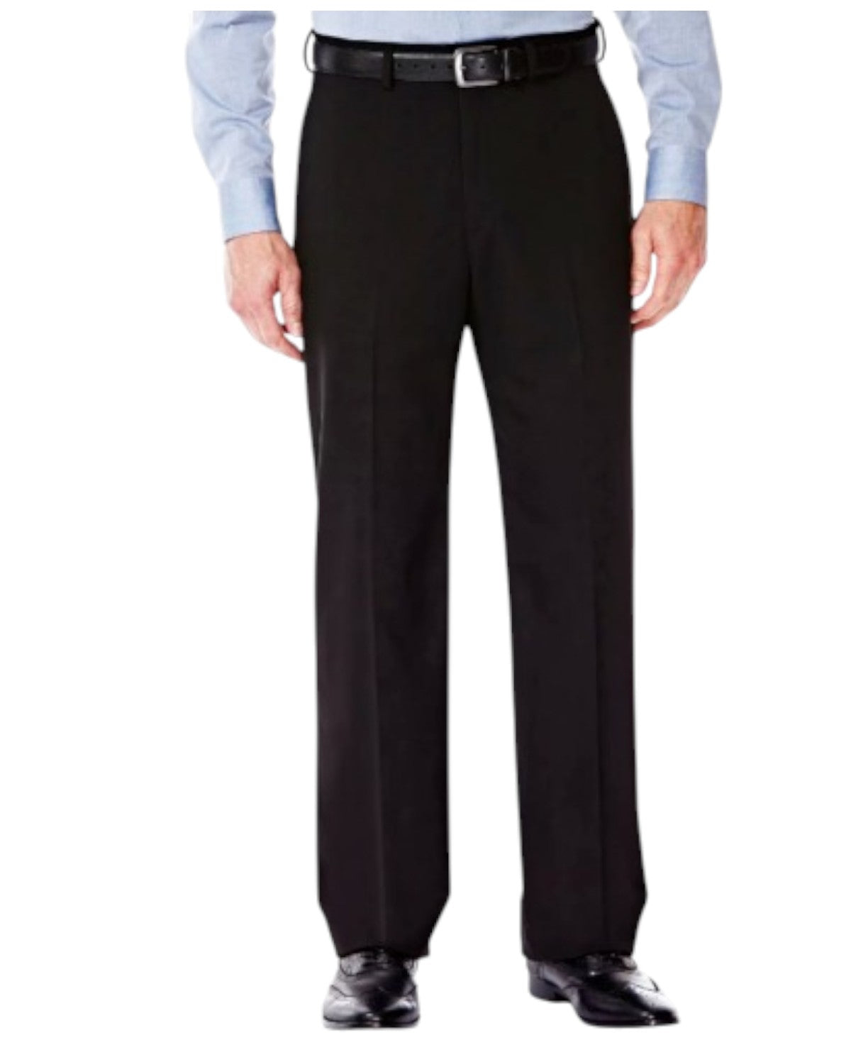 Haggar Mens Classic fit Dress Pants 34 / 32 Black Solid Stretch
