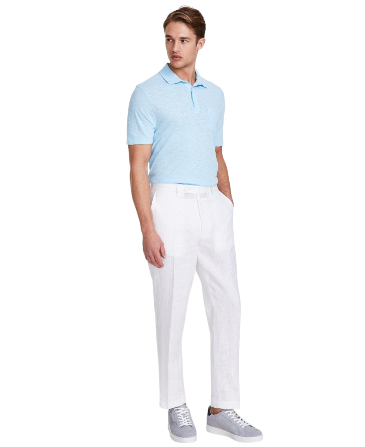 Nautica Mens Modern fit Dress Pants 34 / 34 White Solid Stretch Linen