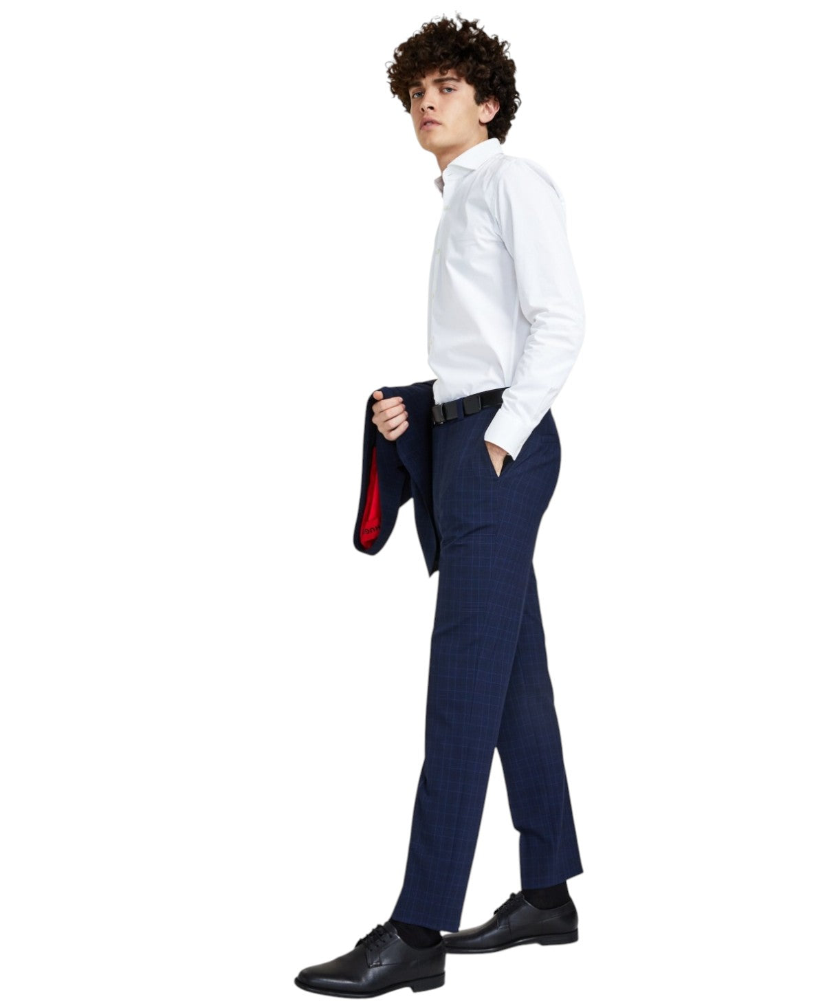 Hugo Boss Mens Modern fit Dress Pants 30 / 32 Navy Blue Plaid Stretch