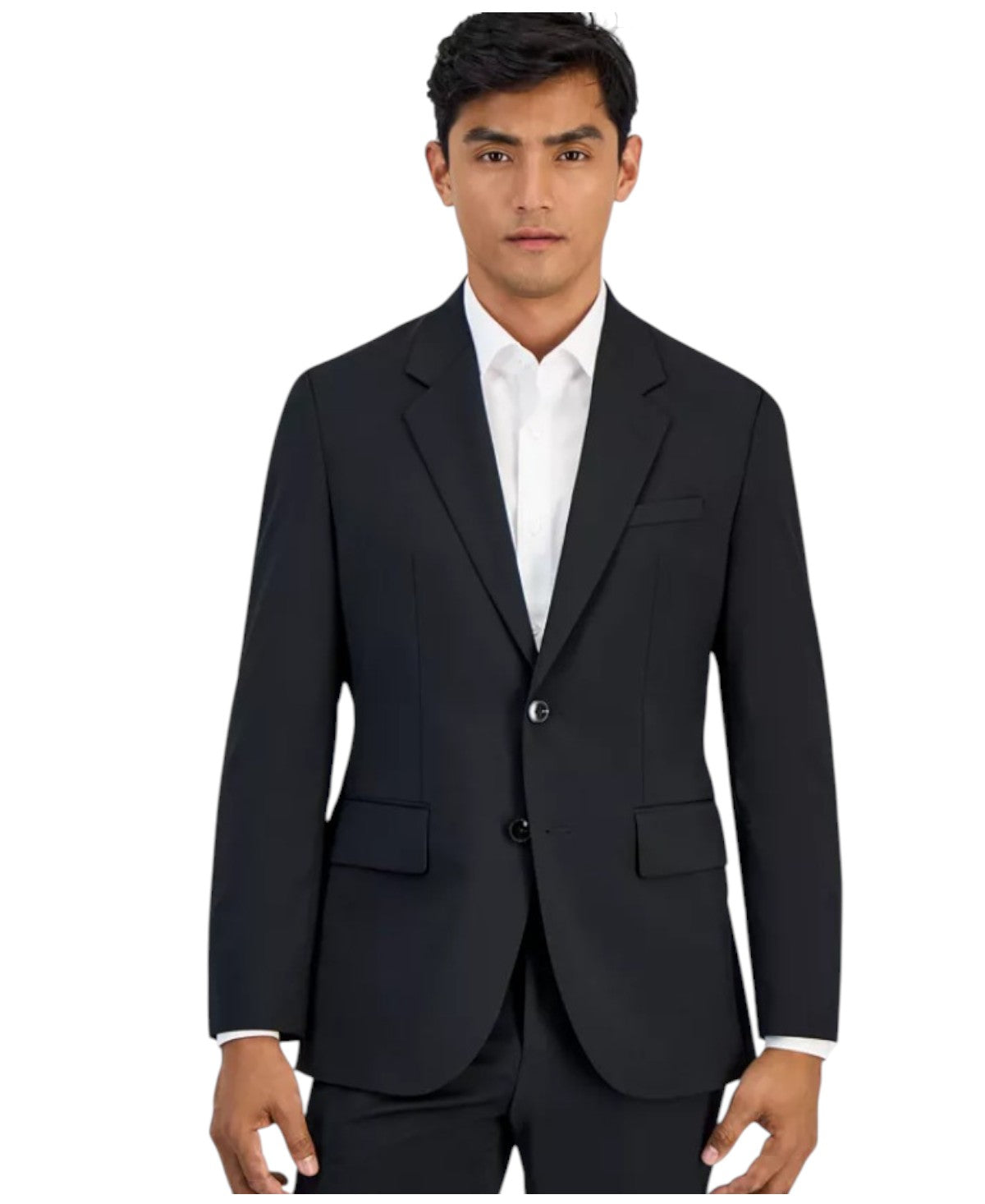 Hugo Boss Mens Modern fit Blazer 46 L Black Solid Stretch Wool