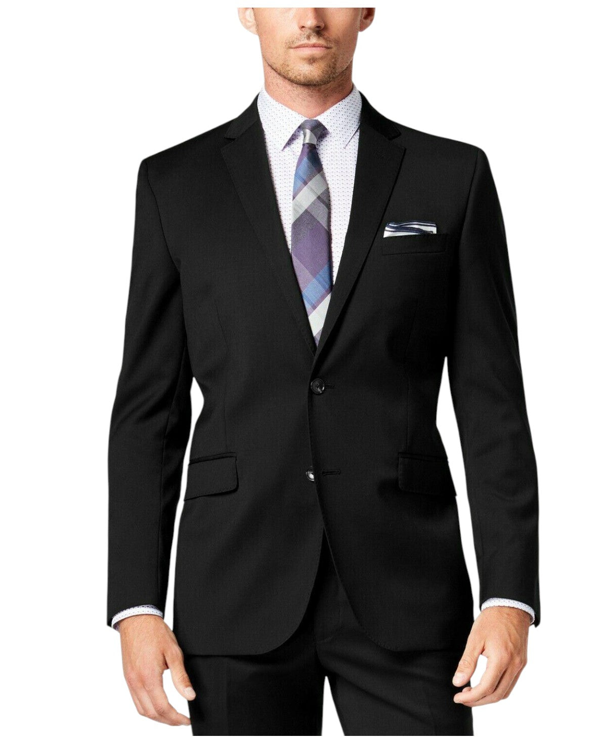 Kenneth Cole Mens Slim fit Suit Jacket Blazer 40 R Black Solid Stretch