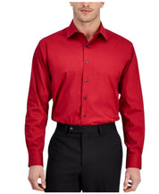 Alfani Mens Regular fit Dress Shirt XL 17-17.5 36-37 Red Solid