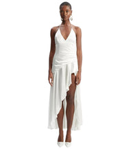Bardot Women's Sorella Halter Wrap Asymmetric Flounce Dress Medium White
