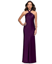Betsy & Adam Women's Knot Front Long Halter Dress 8 Purple