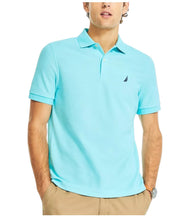 Nautica Mens Classic fit Short Sleeve Polo Shirt Small Aqua Blue Solid