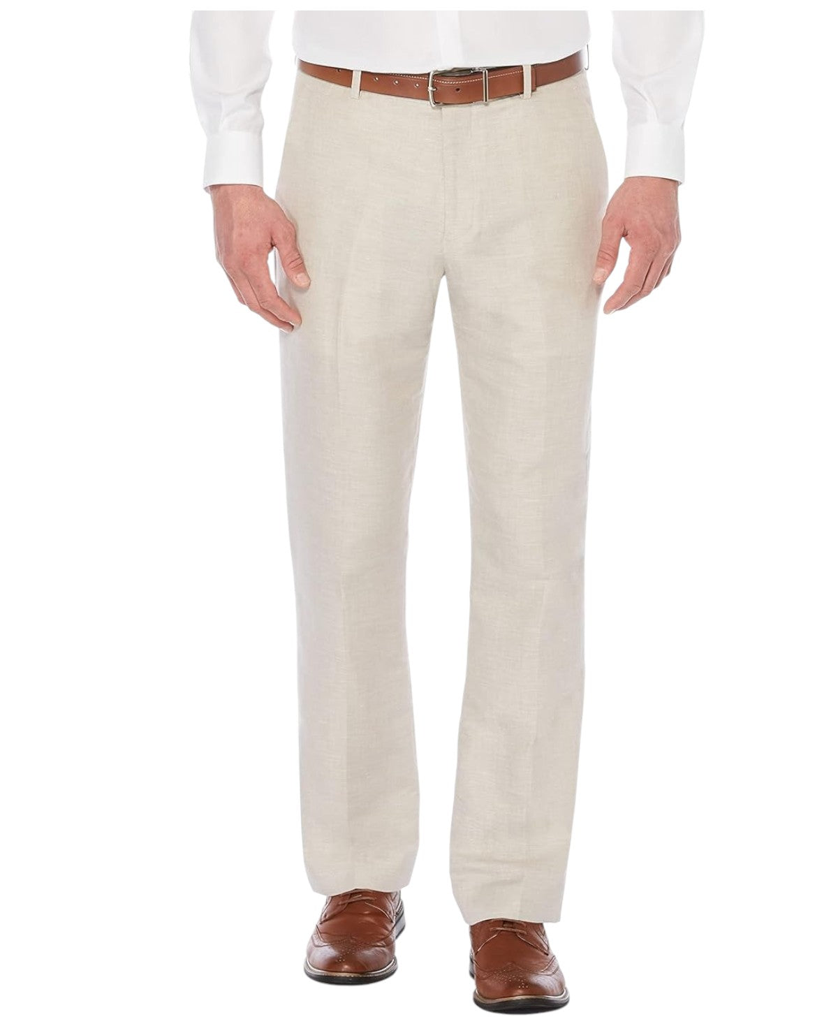 Perry Ellis Mens Regular fit Dress Pants 36 / 32 Beige Linen