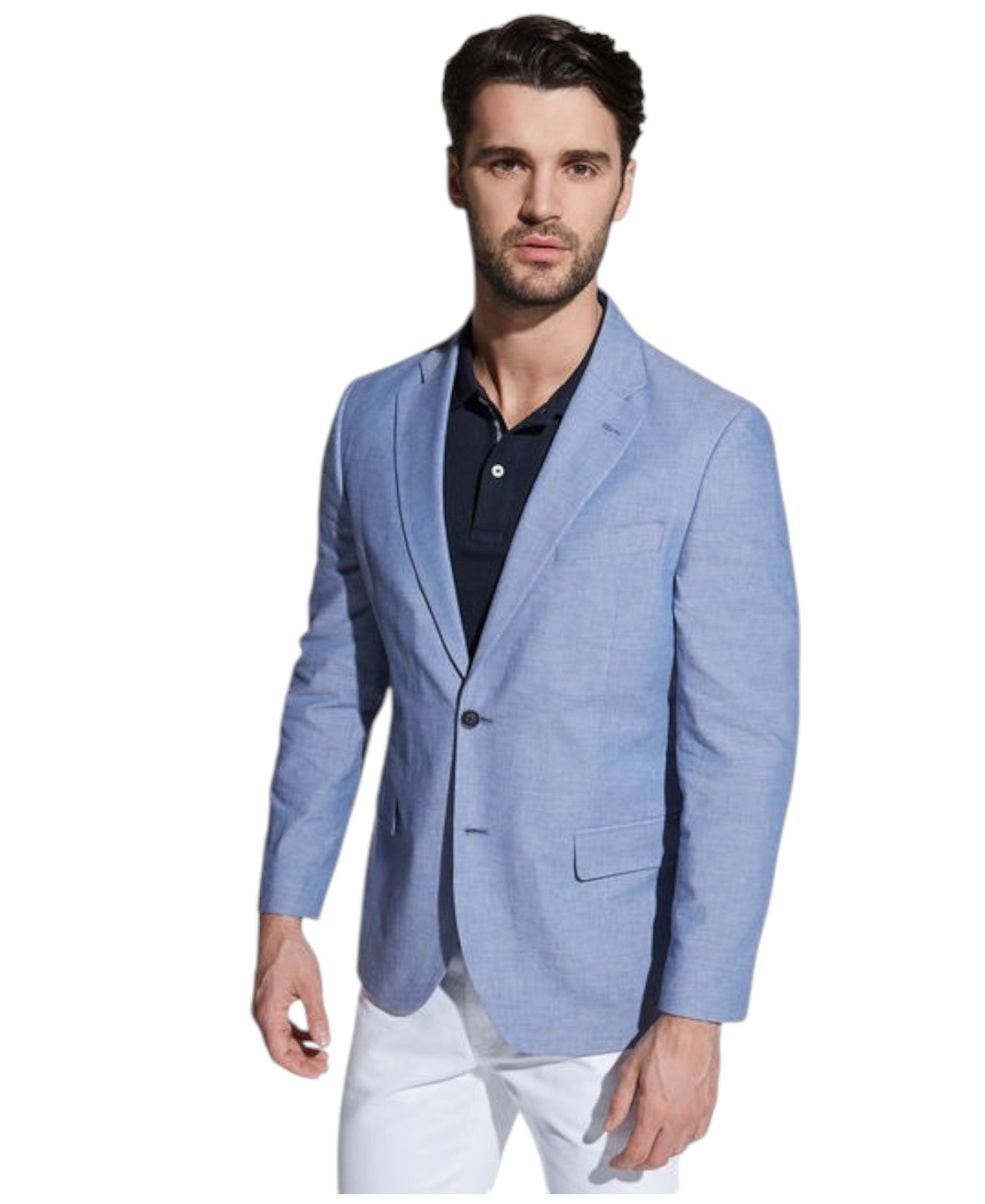 Nautica Mens Modern fit Sport Coat Blazer 38 R Blue Solid Stretch