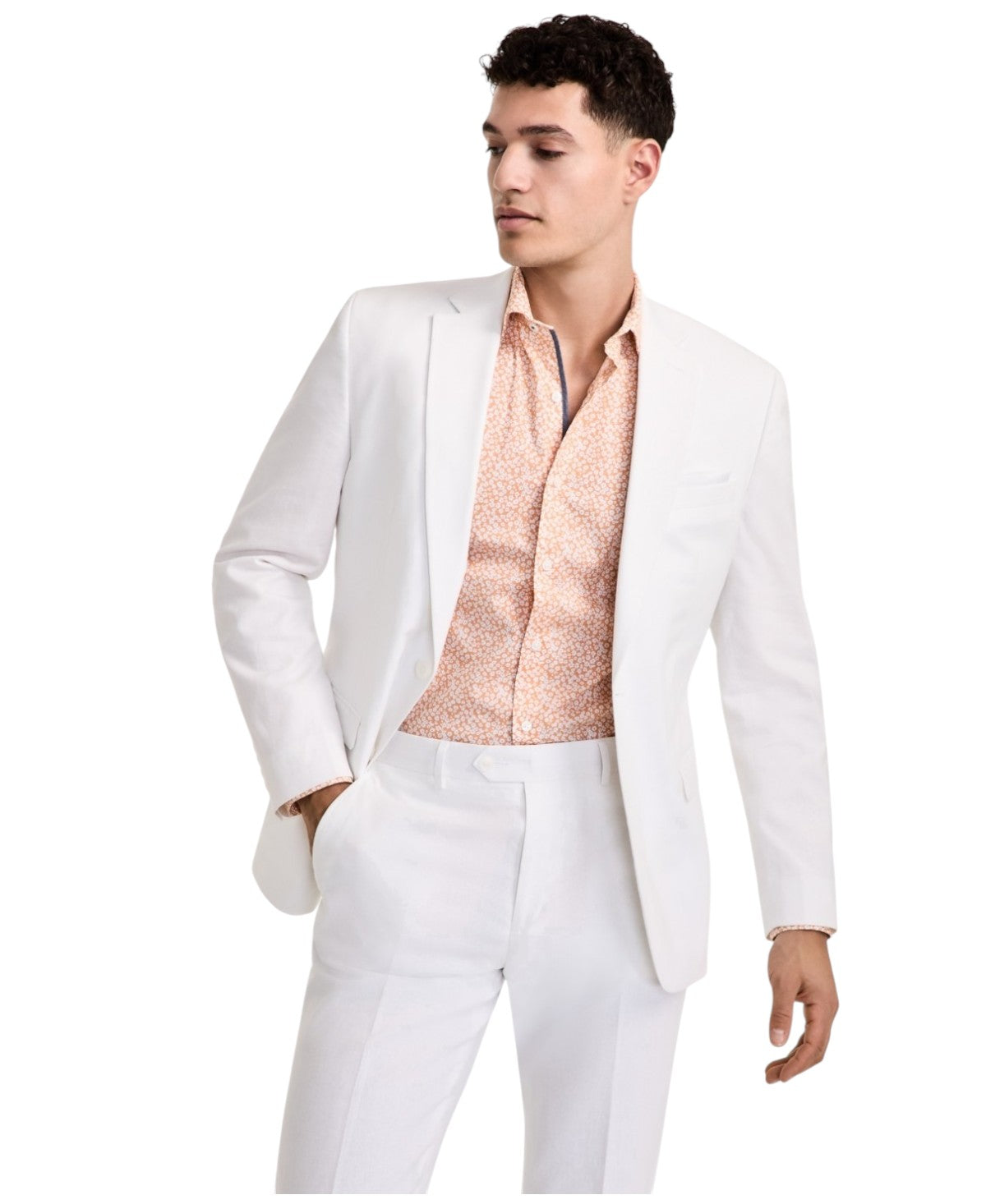 Bar Iii Mens Slim fit Suit Jacket Blazer 42 R White Solid Stretch