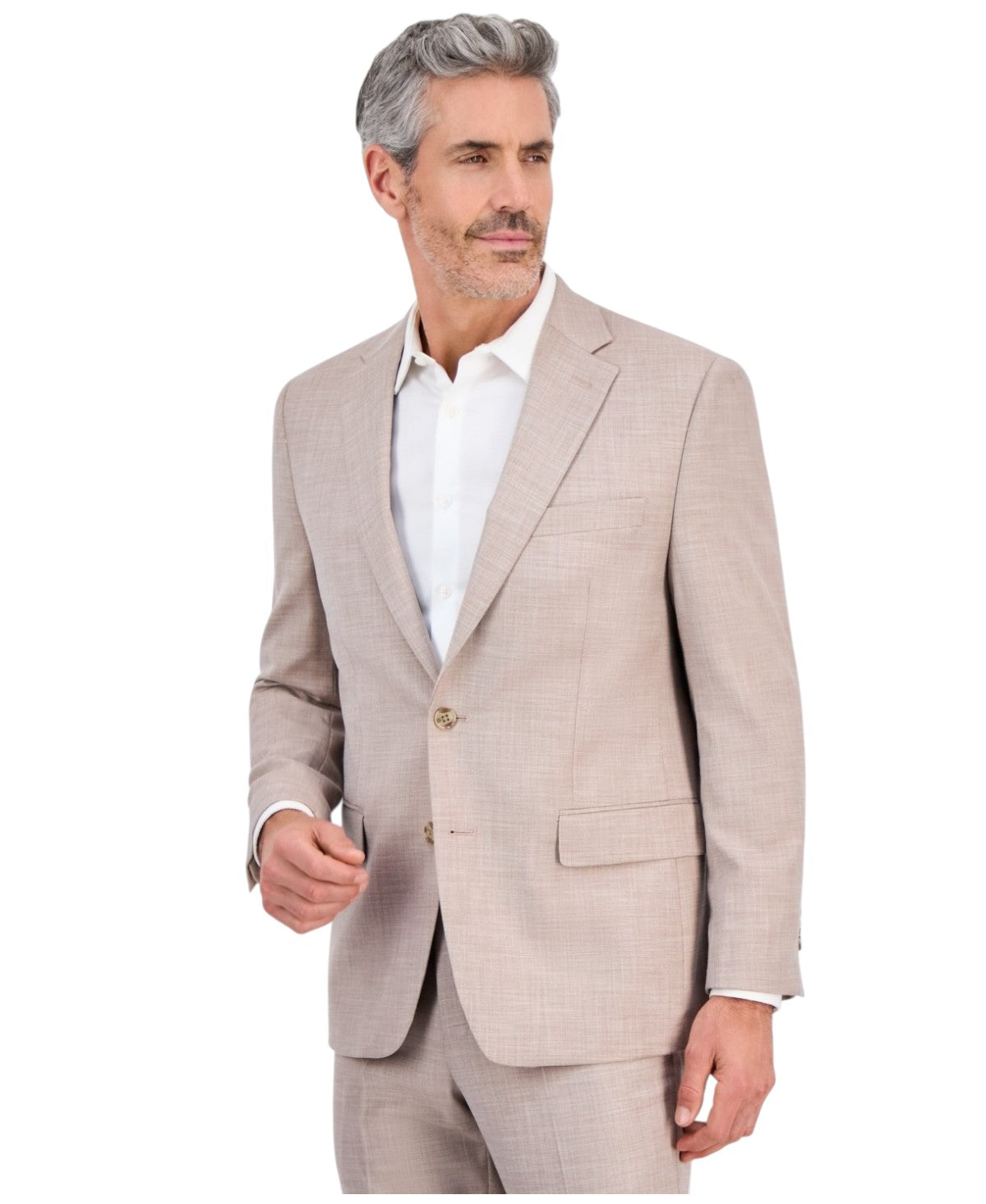Tallia Mens Classic fit Suit Jacket Blazer 46 L Beige Solid Stretch