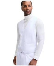 Tayion Mens Regular fit Button-Up Suit Vest Medium White Solid Stretch Linen
