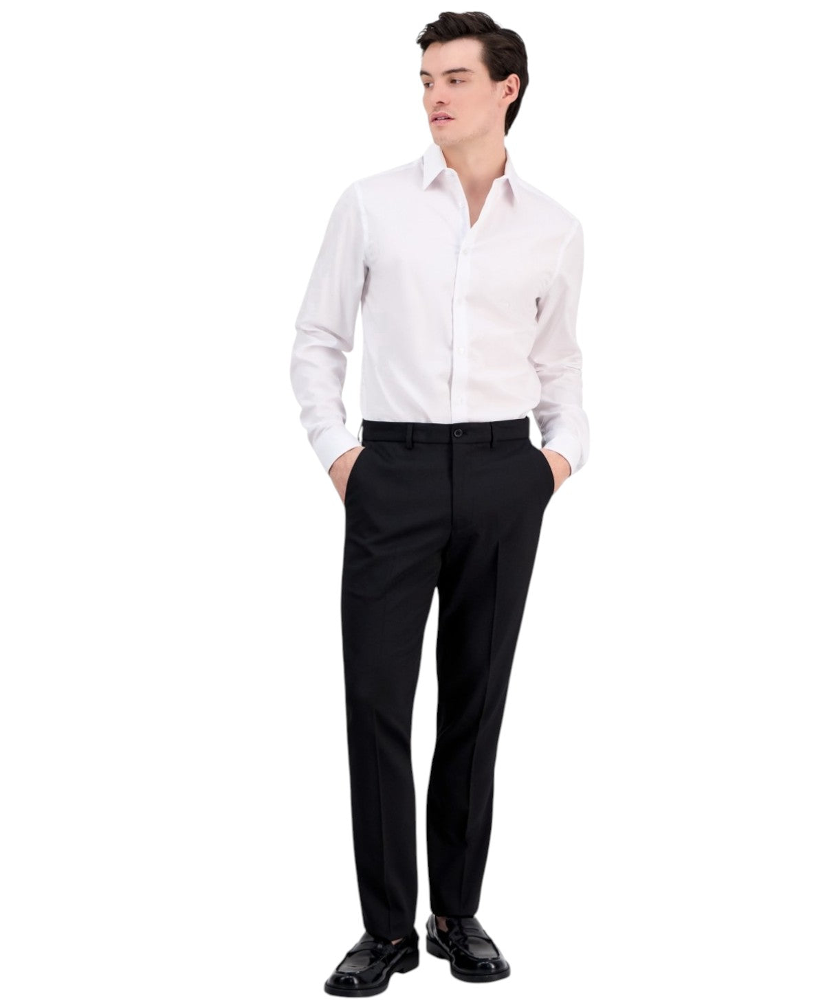 Dkny Mens Modern fit Dress Pants 36 / 30 Black Solid Stretch