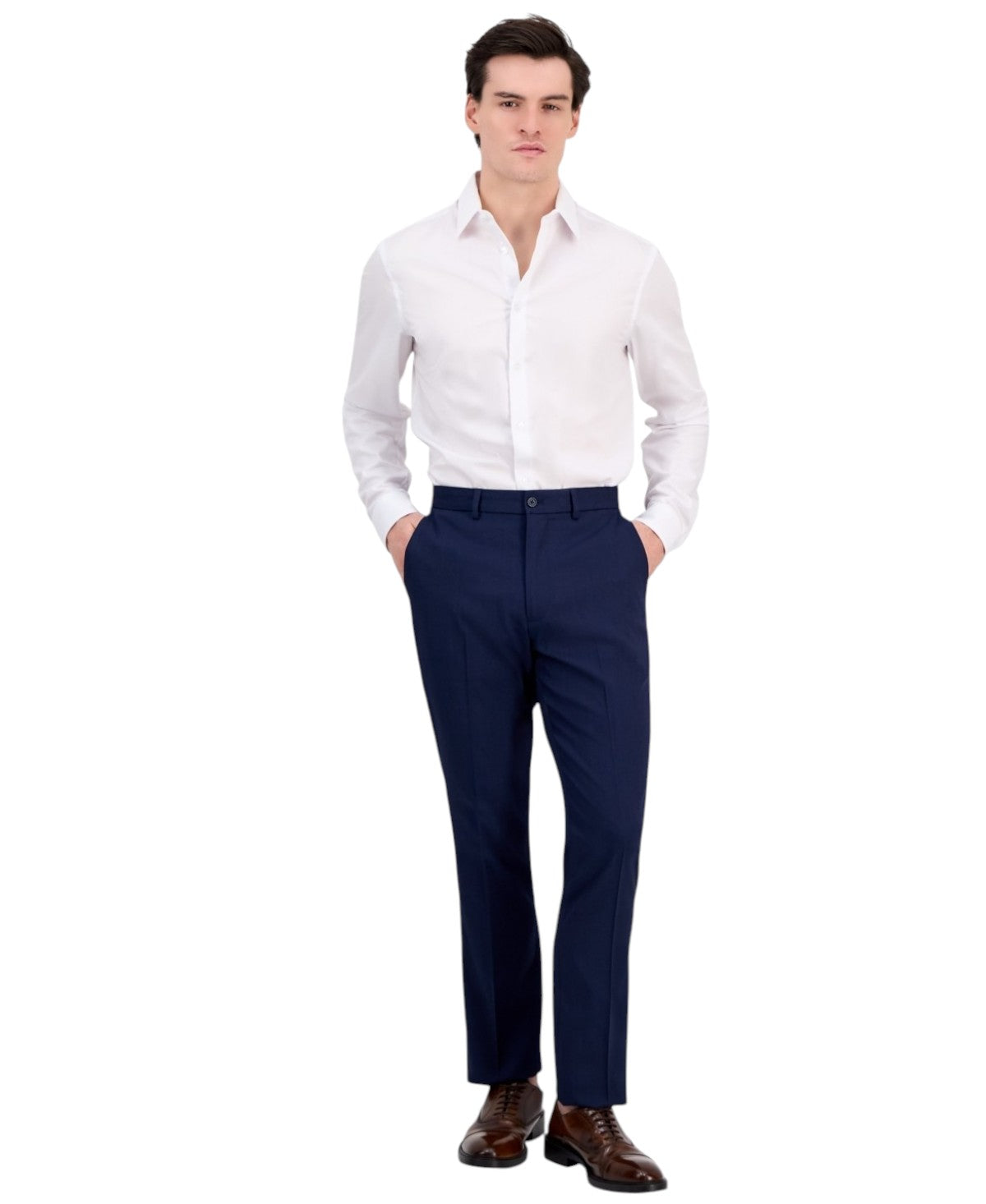 Dkny Mens Modern fit Dress Pants 38 / 30 Navy Blue Solid Stretch