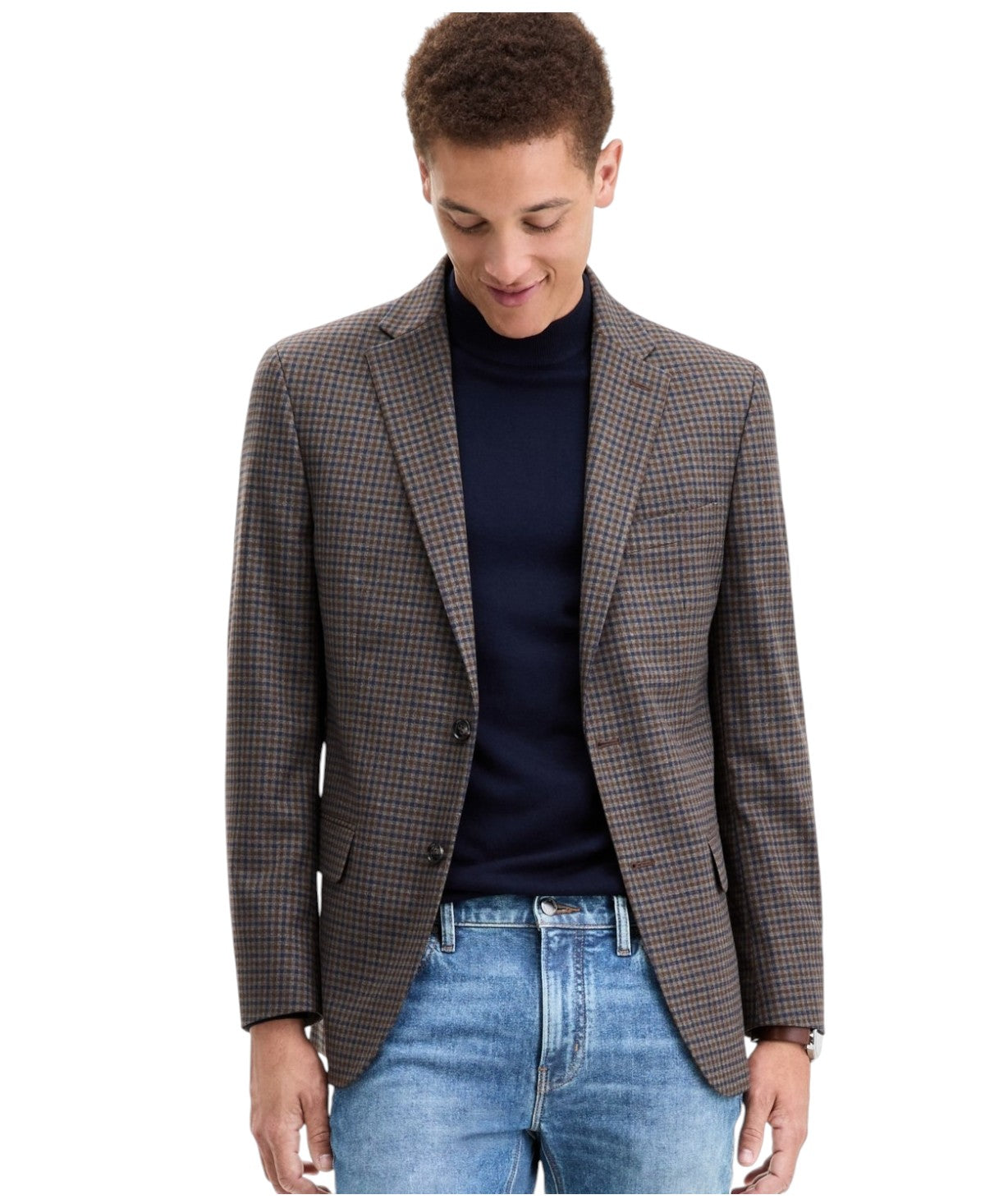 Tommy Hilfiger Mens Modern fit Sport Coat Blazer 38 R Brown Check Stretch