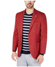 Nautica Mens Modern fit Sport Coat Blazer 44 R Red Solid Stretch