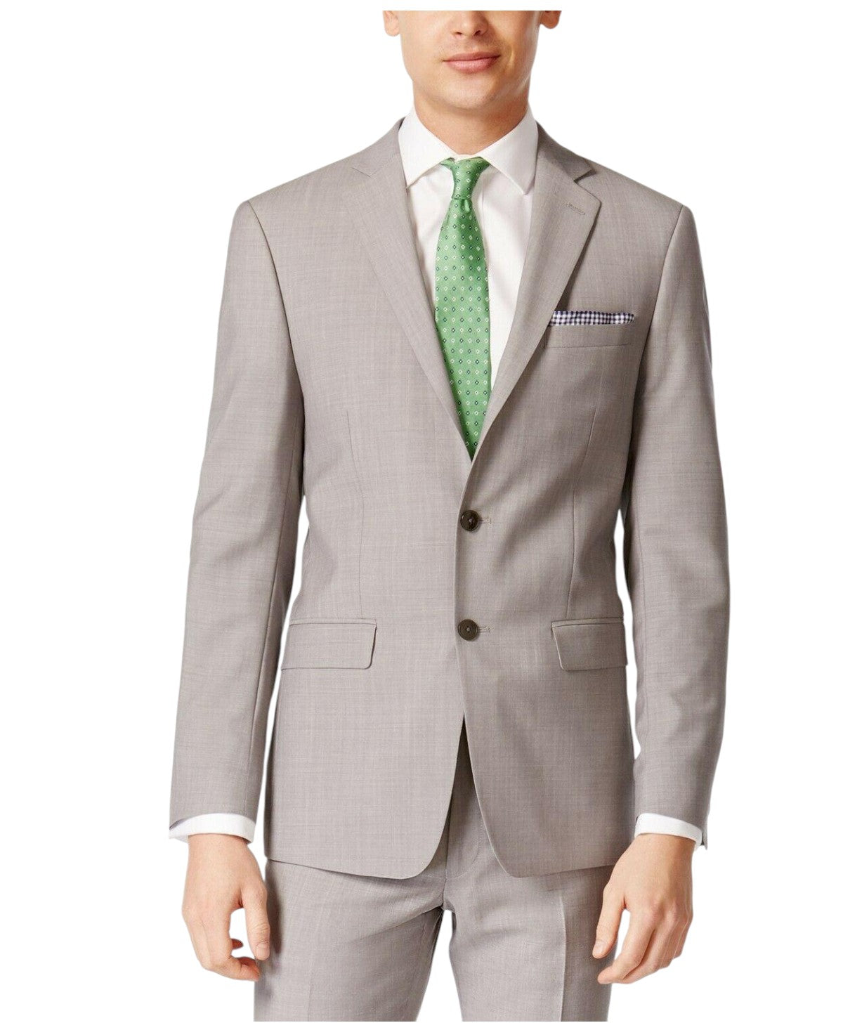 Calvin Klein Mens Slim fit Suit Jacket Blazer 44 S Grey Solid Stretch Wool