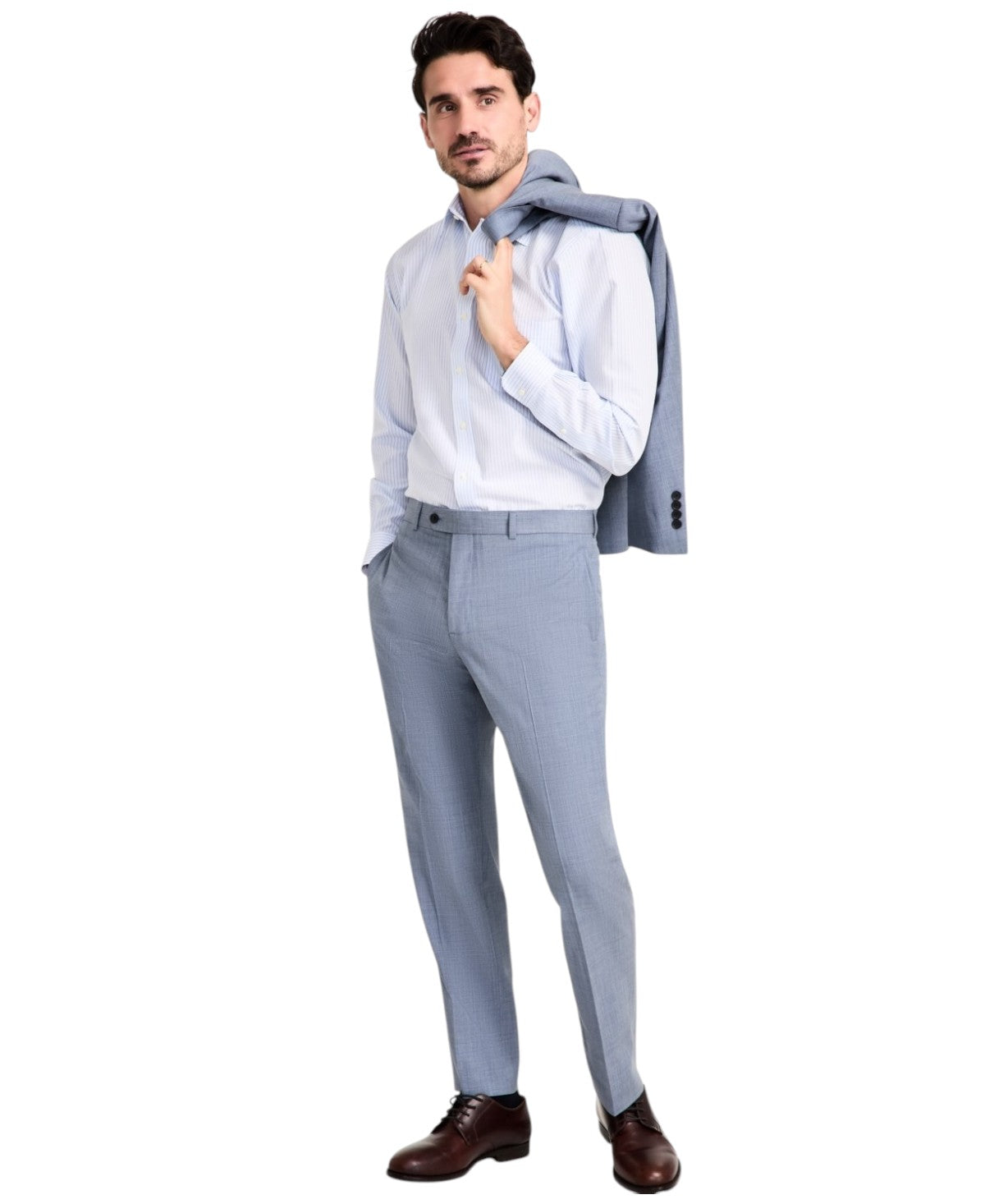 Brooks Brothers Mens Classic fit Dress Pants 34 / 30 Light Blue Solid Stretch