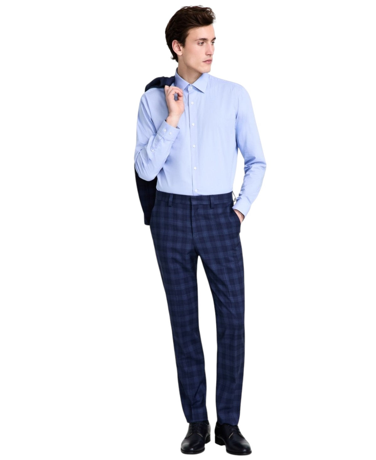 Hugo Boss Mens Modern fit Dress Pants 32 / 32 Navy Blue Plaid Stretch